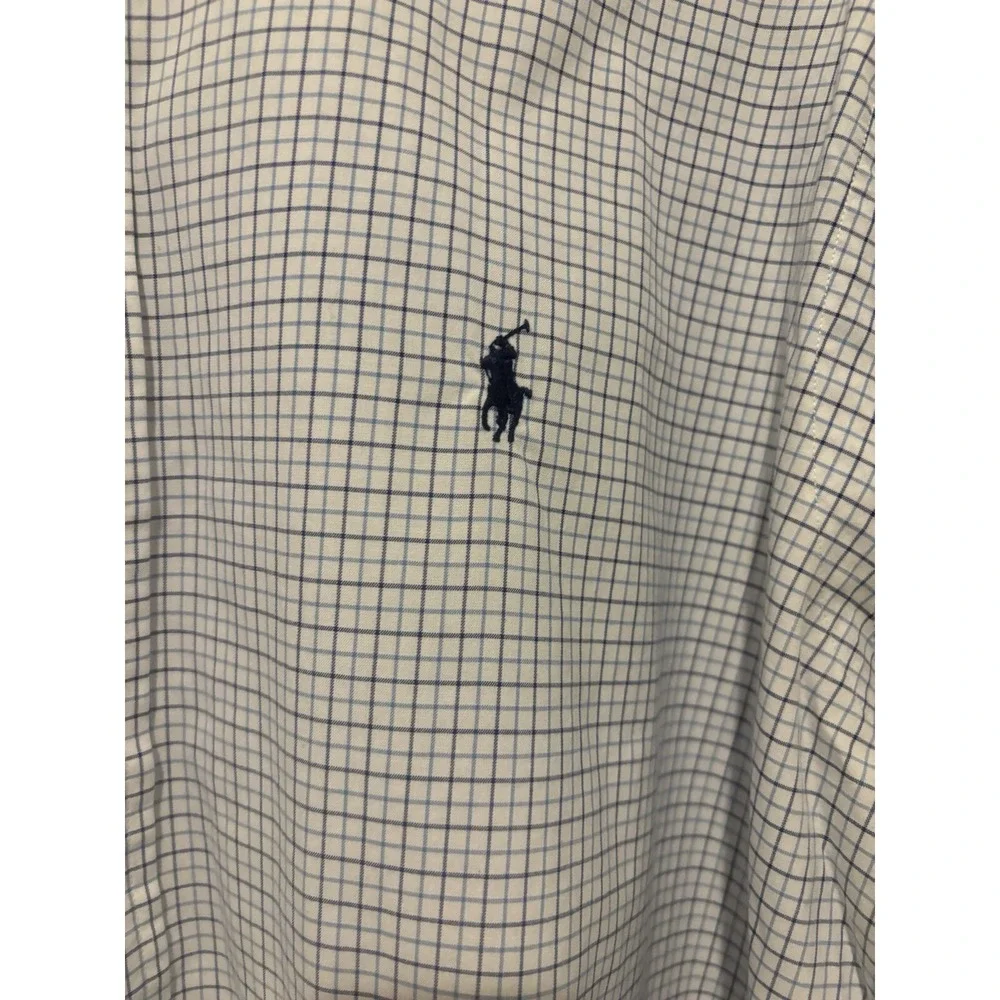 Polo Ralph Lauren Shirt 32/33 Blue White Plaid Classic Fit Long Sleeve Button Up